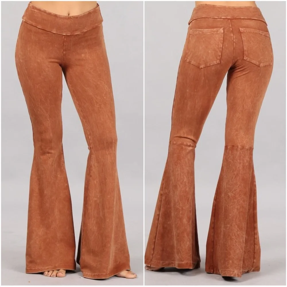 014 Boho Rust Wide Leg Palazzo Lounge Pants - Picture 1 of 4